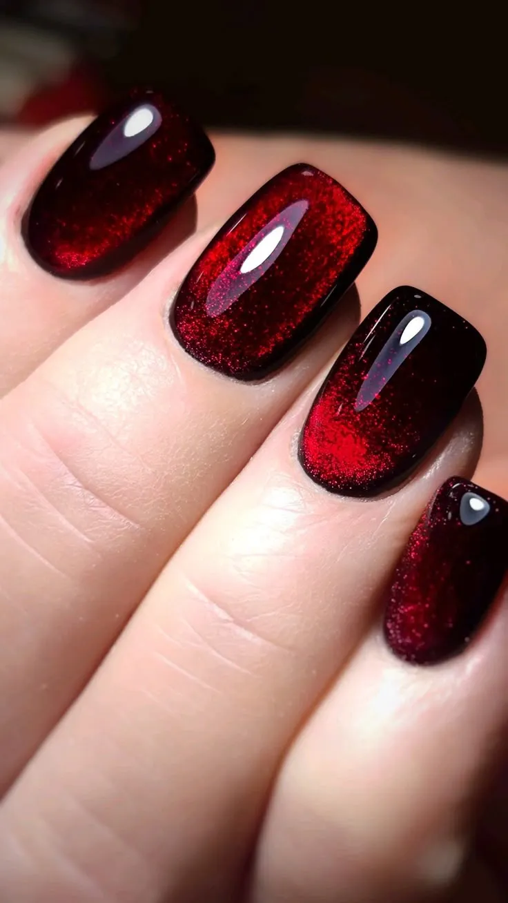 Рубиновый «кошачий глаз» маникюр